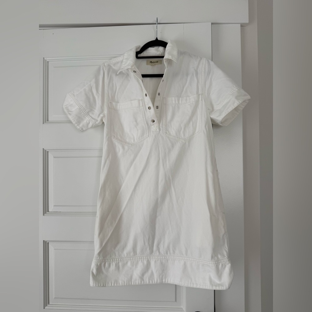Madewell White Short Sleeve Mini Dress